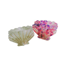 Load image into Gallery viewer, Velvet Claws Seashell Claw Set of 2: Pearl and Purple | Hair Claw Clip in Velvet Travel Bag