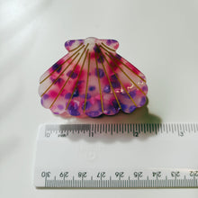 Load image into Gallery viewer, Velvet Claws Seashell Claw Set of 2: Pearl and Purple | Hair Claw Clip in Velvet Travel Bag