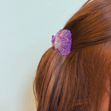 Load image into Gallery viewer, Velvet Claws Seashell Claw Set of 2: Pearl and Purple | Hair Claw Clip in Velvet Travel Bag