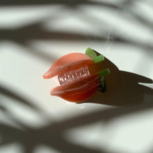 Load image into Gallery viewer, Velvet Claws Set of 4 🍑🍑🍑🍑 Mini Peach Hair Clips | Claw Clips in Velvet Travel Bag