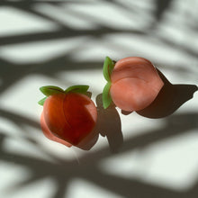 Load image into Gallery viewer, Velvet Claws Set of 4 🍑🍑🍑🍑 Mini Peach Hair Clips | Claw Clips in Velvet Travel Bag