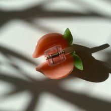 Load image into Gallery viewer, Velvet Claws Set of 4 🍑🍑🍑🍑 Mini Peach Hair Clips | Claw Clips in Velvet Travel Bag