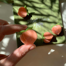 Load image into Gallery viewer, Velvet Claws Set of 4 🍑🍑🍑🍑 Mini Peach Hair Clips | Claw Clips in Velvet Travel Bag