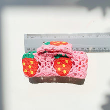 Load image into Gallery viewer, Velvet Claws Strawberry Granny Square Hair Claw | Claw Clip in Velvet Travel Bag