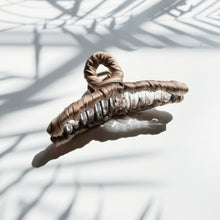 Load image into Gallery viewer, Velvet Claws Ultra Profesh Satin Wrapped Thin Hair Claw in Bronze | Claw Clip in Velvet Travel Bag