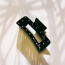 Load image into Gallery viewer, Velvet Claws Uptown Lady in Black Dot Hair Clip | Claw Clip in Velvet Travel Bag