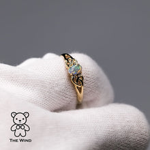 Load image into Gallery viewer, Vintage Inspired Australian Solid Opal Engagement Wedding Ring 14K Gold