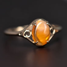 Load image into Gallery viewer, Vintage Inspired Egg Fire Opal Engagement Ring 14K Yellow Gold
