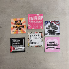 Load image into Gallery viewer, Virtuous Vandalism “Homophobia is Bad for Everyone” Sticky Notes 3" x 3" Pack of 50 | Combat and Cover Offensive Public Messages with Adhesive Protest Notes
