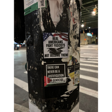 Load image into Gallery viewer, Virtuous Vandalism “There Can Never Be a Justification for Genocide” Sticky Notes 3" x 3" Pack of 50 | Combat and Cover Offensive Public Messages with Adhesive Protest Notes