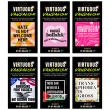 Load image into Gallery viewer, Virtuous Vandalism “There Can Never Be a Justification for Genocide” Sticky Notes 3" x 3" Pack of 50 | Combat and Cover Offensive Public Messages with Adhesive Protest Notes