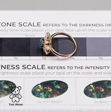 Load image into Gallery viewer, La Angel - B5 Vivid Black Opal Marquise Diamond Engagement Ring 18K Yellow Gold