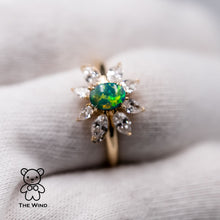Load image into Gallery viewer, La Angel - B5 Vivid Black Opal Marquise Diamond Engagement Ring 18K Yellow Gold