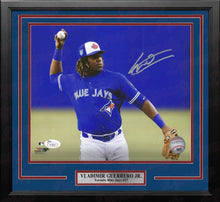 Load image into Gallery viewer, Vladimir Guerrero, Jr. Fielding Toronto Blue Jays Autographed Framed MLB Baseball Photo