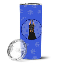 Load image into Gallery viewer, Doberman Pinscher Black and Rust Cropped Ears  Stainless Steel 20 oz Skinny Tumbler