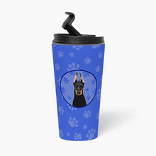 Load image into Gallery viewer, Doberman Pinscher Black and Rust Cropped Ears  Stainless Steel 16 oz  Tumbler