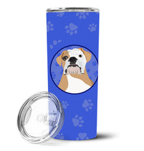 Load image into Gallery viewer, English Bulldog Fawn and White  Stainless Steel 20 oz Skinny Tumbler