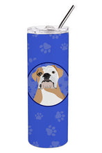 Load image into Gallery viewer, English Bulldog Fawn and White  Stainless Steel 20 oz Skinny Tumbler