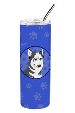Load image into Gallery viewer, Siberian Husky Silver and White #2  Stainless Steel 20 oz Skinny Tumbler