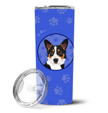 Load image into Gallery viewer, Pembroke Welsh Corgi Tricolor Black-Headed #1  Stainless Steel 20 oz Skinny Tumbler