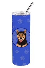Load image into Gallery viewer, Shiba Inu Black and Tan  Stainless Steel 20 oz Skinny Tumbler