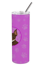 Load image into Gallery viewer, Chihuahua Chocolate and White #2 Stainless Steel 20 oz Skinny Tumbler