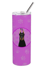 Load image into Gallery viewer, Doberman Pinscher Black and Rust Cropped Ears Stainless Steel 20 oz Skinny Tumbler
