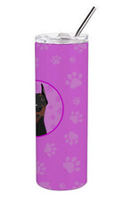 Load image into Gallery viewer, Doberman Pinscher Black Cropped Ears Stainless Steel 20 oz Skinny Tumbler