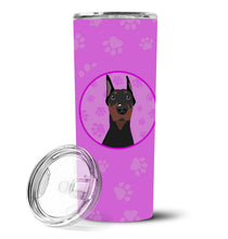 Load image into Gallery viewer, Doberman Pinscher Black Cropped Ears Stainless Steel 20 oz Skinny Tumbler