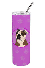 Load image into Gallery viewer, English Bulldog Chocolate Tan Stainless Steel 20 oz Skinny Tumbler