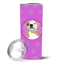 Load image into Gallery viewer, English Bulldog Fawn and White Stainless Steel 20 oz Skinny Tumbler