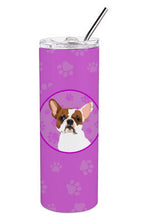 Load image into Gallery viewer, French Bulldog White #2 Stainless Steel 20 oz Skinny Tumbler