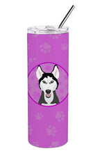Load image into Gallery viewer, Siberian Husky Black and White #3 Stainless Steel 20 oz Skinny Tumbler