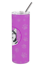 Load image into Gallery viewer, Siberian Husky Silver and White #1 Stainless Steel 20 oz Skinny Tumbler