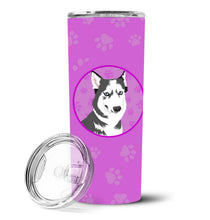 Load image into Gallery viewer, Siberian Husky Silver and White #2 Stainless Steel 20 oz Skinny Tumbler