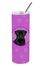 Load image into Gallery viewer, Pug Black #2 Stainless Steel 20 oz Skinny Tumbler
