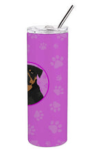 Load image into Gallery viewer, Rottweiler Black and Mahogany Stainless Steel 20 oz Skinny Tumbler