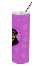 Load image into Gallery viewer, Rottweiler Black and Rust Stainless Steel 20 oz Skinny Tumbler