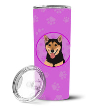 Load image into Gallery viewer, Shiba Inu Black and Tan Stainless Steel 20 oz Skinny Tumbler