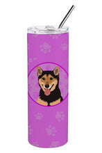 Load image into Gallery viewer, Shiba Inu Black and Tan Stainless Steel 20 oz Skinny Tumbler
