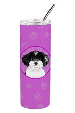Load image into Gallery viewer, Shih-Tzu Black and White #4 Stainless Steel 20 oz Skinny Tumbler