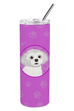 Load image into Gallery viewer, Shih-Tzu Silver and White #1 Stainless Steel 20 oz Skinny Tumbler