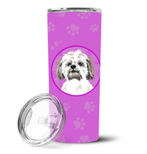 Load image into Gallery viewer, Shih-Tzu Silver Gold and White #1 Stainless Steel 20 oz Skinny Tumbler