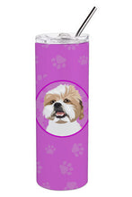 Load image into Gallery viewer, Shih-Tzu Silver Gold and White Stainless Steel 20 oz Skinny Tumbler