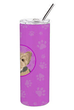 Load image into Gallery viewer, Yorkie Blue and Tan Puppy Stainless Steel 20 oz Skinny Tumbler