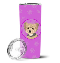 Load image into Gallery viewer, Yorkie Blue and Tan Puppy Stainless Steel 20 oz Skinny Tumbler