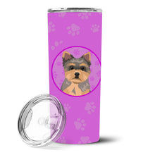 Load image into Gallery viewer, Yorkie Chocolate Puppy Stainless Steel 20 oz Skinny Tumbler