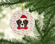Load image into Gallery viewer, Saint Bernard Merry Christmas Ceramic Ornament