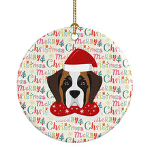 Load image into Gallery viewer, Saint Bernard Merry Christmas Ceramic Ornament