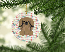 Load image into Gallery viewer, Merry Christmas Pekingese Tan Ceramic Ornament
